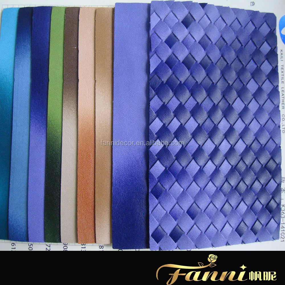 Custom Color Braided PU Synthetic Leather Handbag Material For Lady Bag