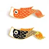 Windsock Carp Wind Sock Flag Fish Brooches Pin Black Enamel Broche Badge Safe