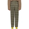 New Fashion High Waist Grey Check Wool Suit Pants Women Trousers
