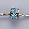 Rhinestone big hole antique silver plated alloy rose beads fit European bracelet charms DIY for bracelet