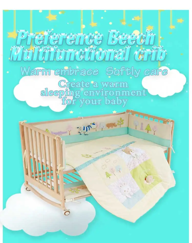 Fashion simple solid wood crib best safe newborn bed furniture wood products children's bed