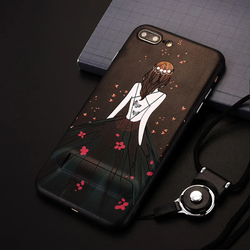 Cell phone cover For iPhone 8 / 8 Plus Simple fashion Painted embossed with bracket for girl