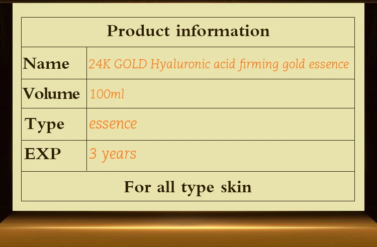 Wholesale OEM firming lifting  amazing 24K gold hyaluronic acid whitening serum gold