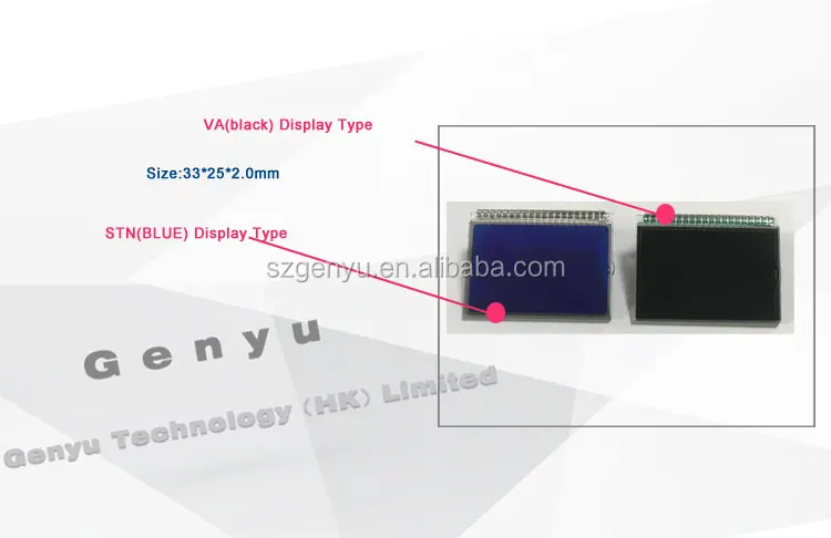 Genyu STN blue 7 segment lcd panel custom segment lcd display With white led backlight For Home appliance
