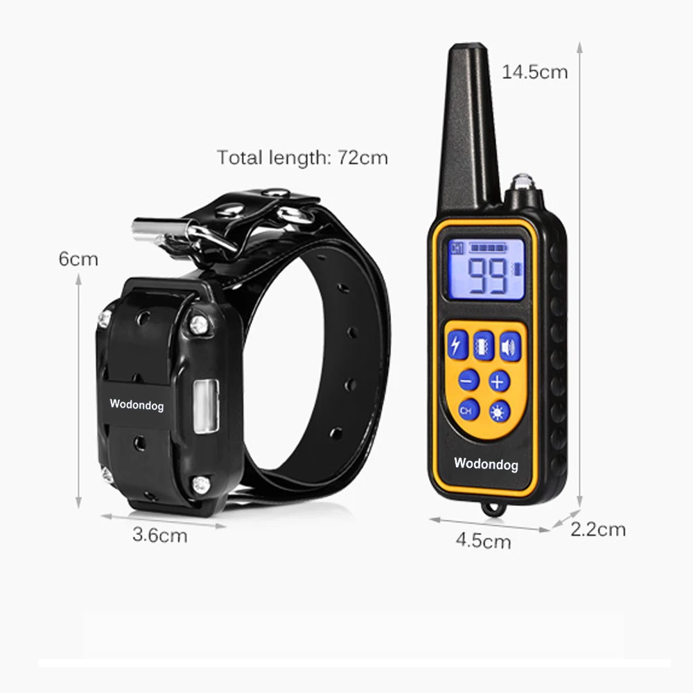 Wodondog L880 Electric Shock Pet Training Collar For 3 Dogs Diving Waterproof 800m Remote Dog