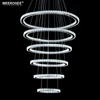 MEEROSEE High Quality Multiple Crystal Rings Chandelier Lighting LED Stair Light For Hotel Banquet Hall MD86354-6R