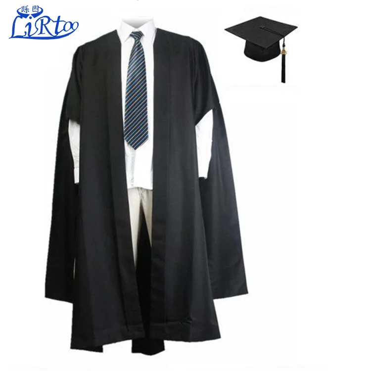 2018 Customized Latest Unisex Black 100% Polyester Graduation Gown And ...