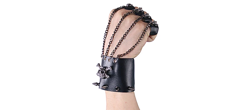S-114 Fashion Black Metal Removable Finger Gloves With Ring