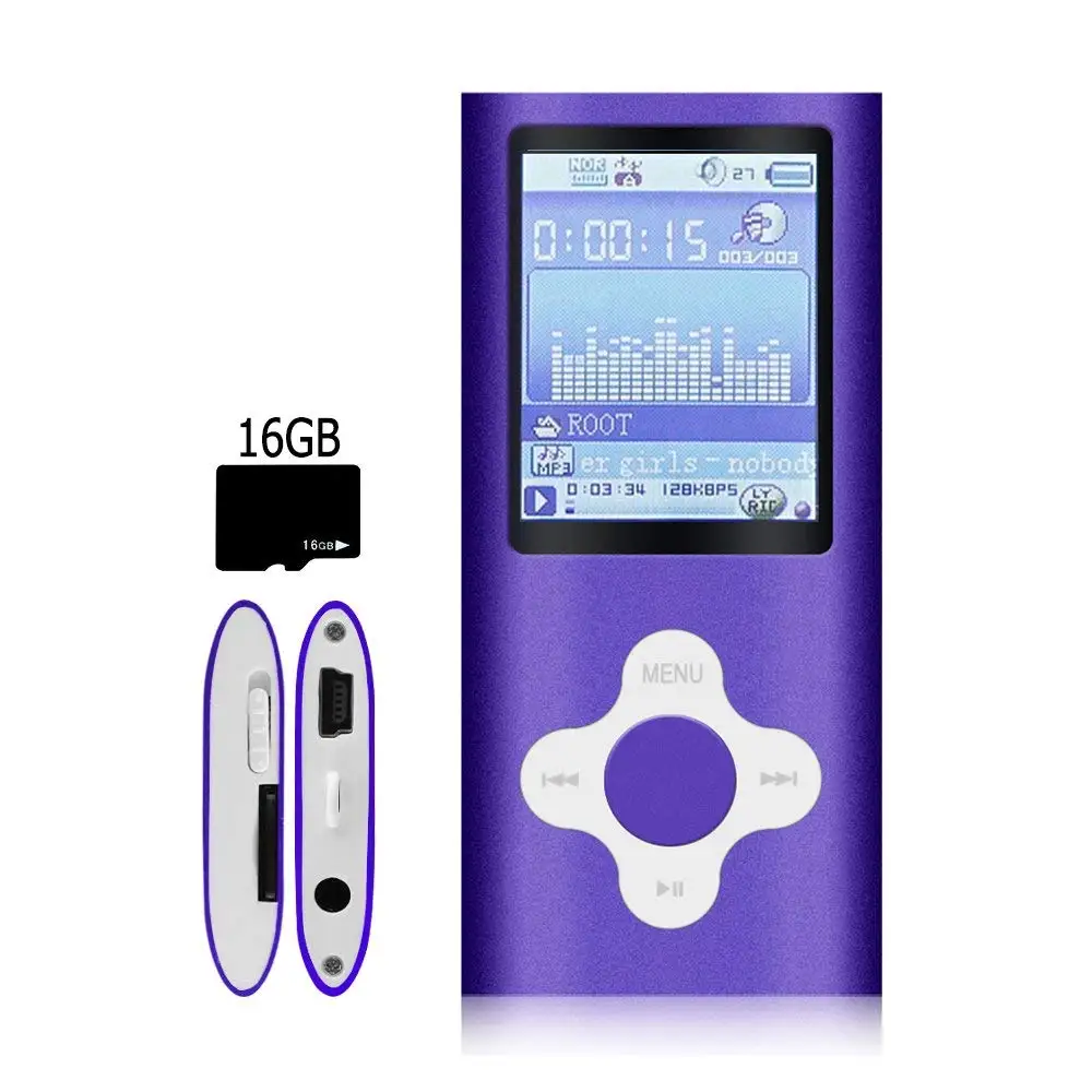 Get Quotations · G.G.Martinsen Purple Stylish MP3/MP4 Player with a 16GB  Micro SD card,