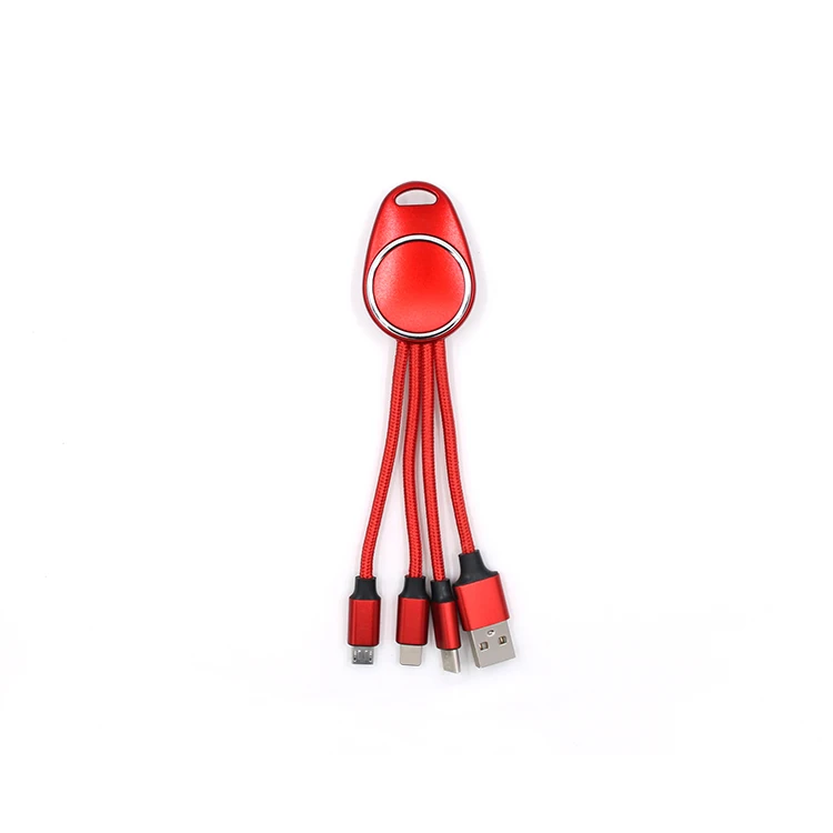 3 In 1 keychain USB Cable For iphone Lighting Cable for IOS for Android for type c quick charge