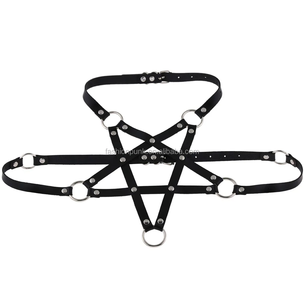 Fashion Pu Leather Star Shape Bondage Garter Belt Adjustable Chest Body 