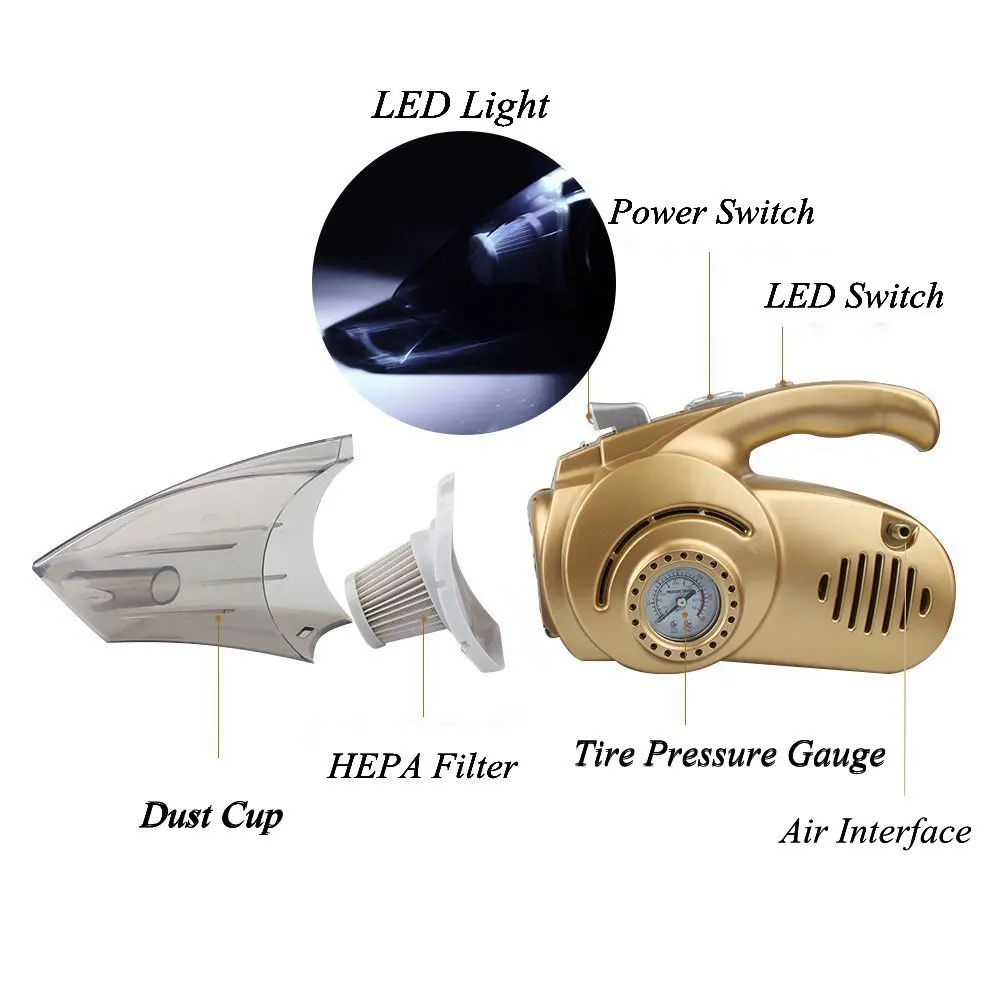 Ce Rohs Certified Car Valet Wash 12v Wet Dry Handheld Air Compressor