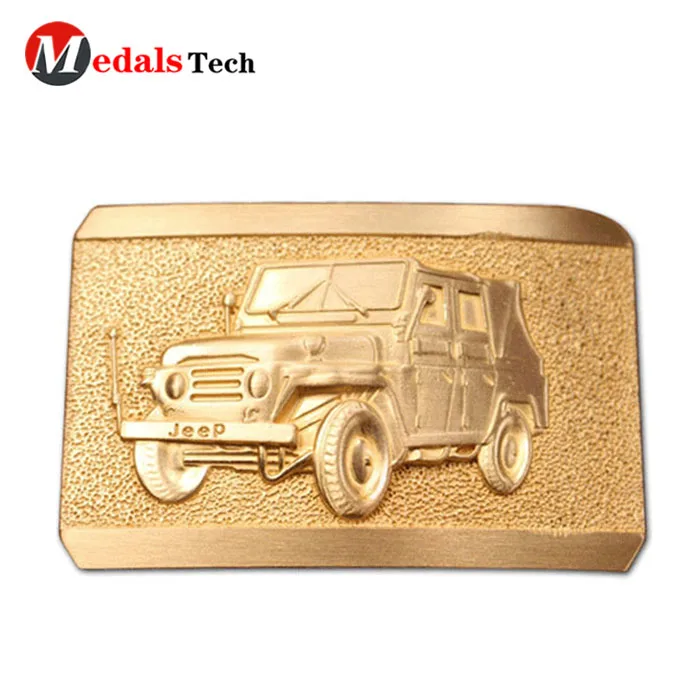 custom logo sandblast men make gold metal belt buckle