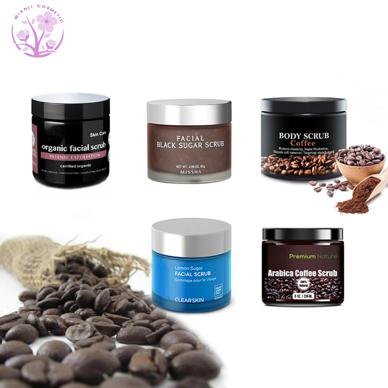 Customized logo 100% natural 24k gold face scrub organic facial scrub