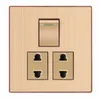 Hot sale electrical wall switch socket 1 gang 2 socket 4 pin 2 pin socket Aluminum champagne rose gold