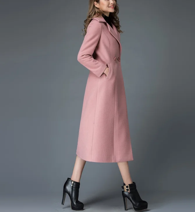 Slim Trench Longue Cheville longueur Style Manteau En Laine Slim Trench Longue Cheville longueur Style Manteau En Laine