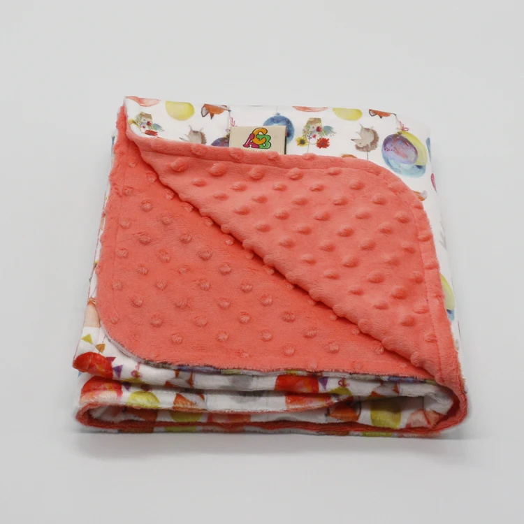 Free Shipping Winter Luxury Printed Minky Blanket With Dotted Backing