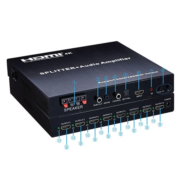 Audio Amplifier With Hdmi Input,1 In To 8 Out,Hdmi 1.4 Support 4k Buy