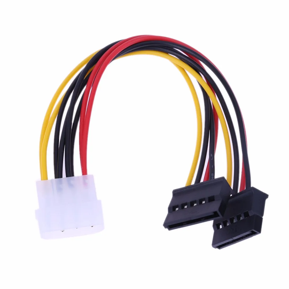 4pin Ide To 2 Serial Ata Sata Y Splitter Hard Drive Power Adapter Cable 1x4 Pin Power Connector