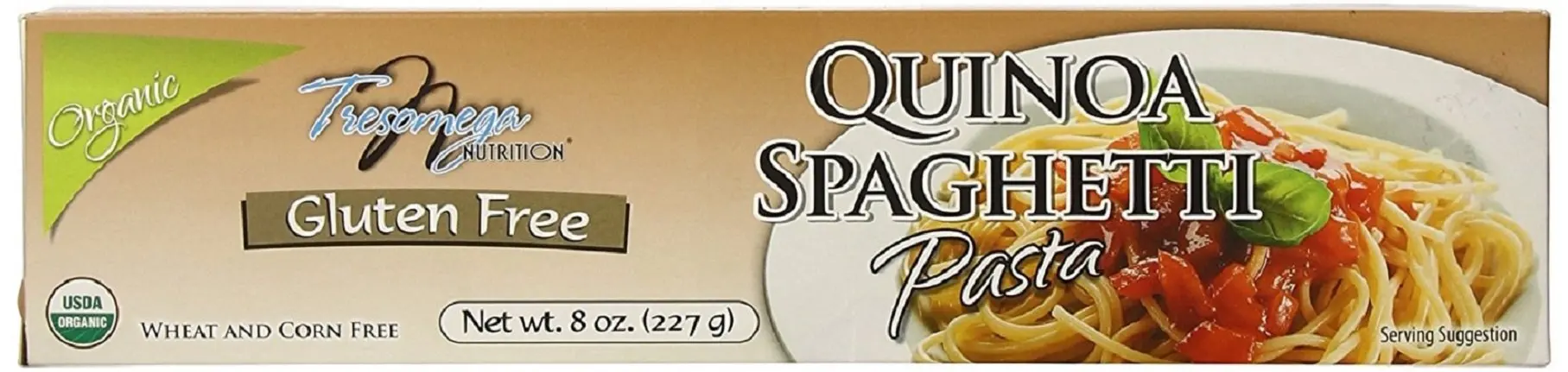 TresOmega Nutrition– Organic Quinoa Spaghetti Pasta–Made with Organic Quinoa, Rice & Amaranth for A Meal High in Protein & Fiber–8 oz. Box