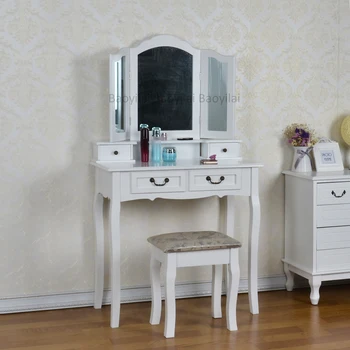 Bedroom Furniture White Wooden Storage Mirror Dresser Buy