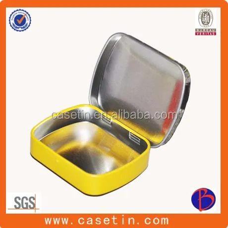 small metal hinged lid tin boxes