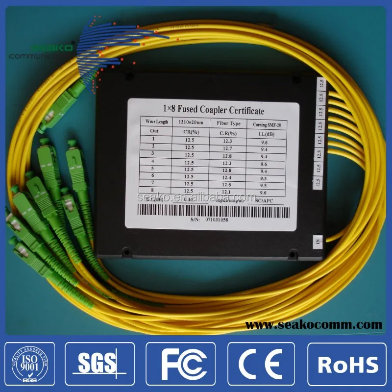 1x8 Optical Splitter With Sc/apc Connectors,Abs Box Type Fbt Gpon
