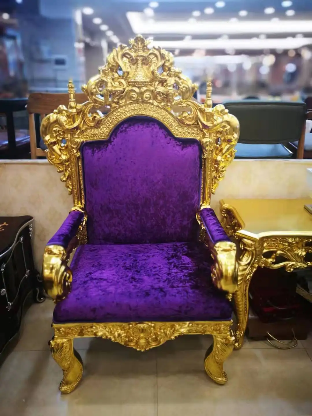 classical high back king throne wedding chair