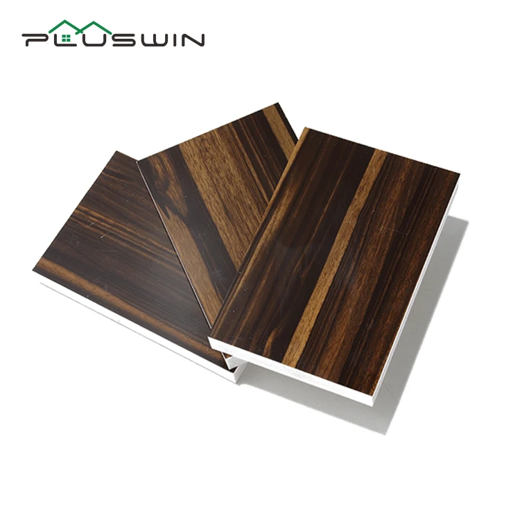 High gloss plastic UV Artificial Faux wood hot stamping board wall covering paneling