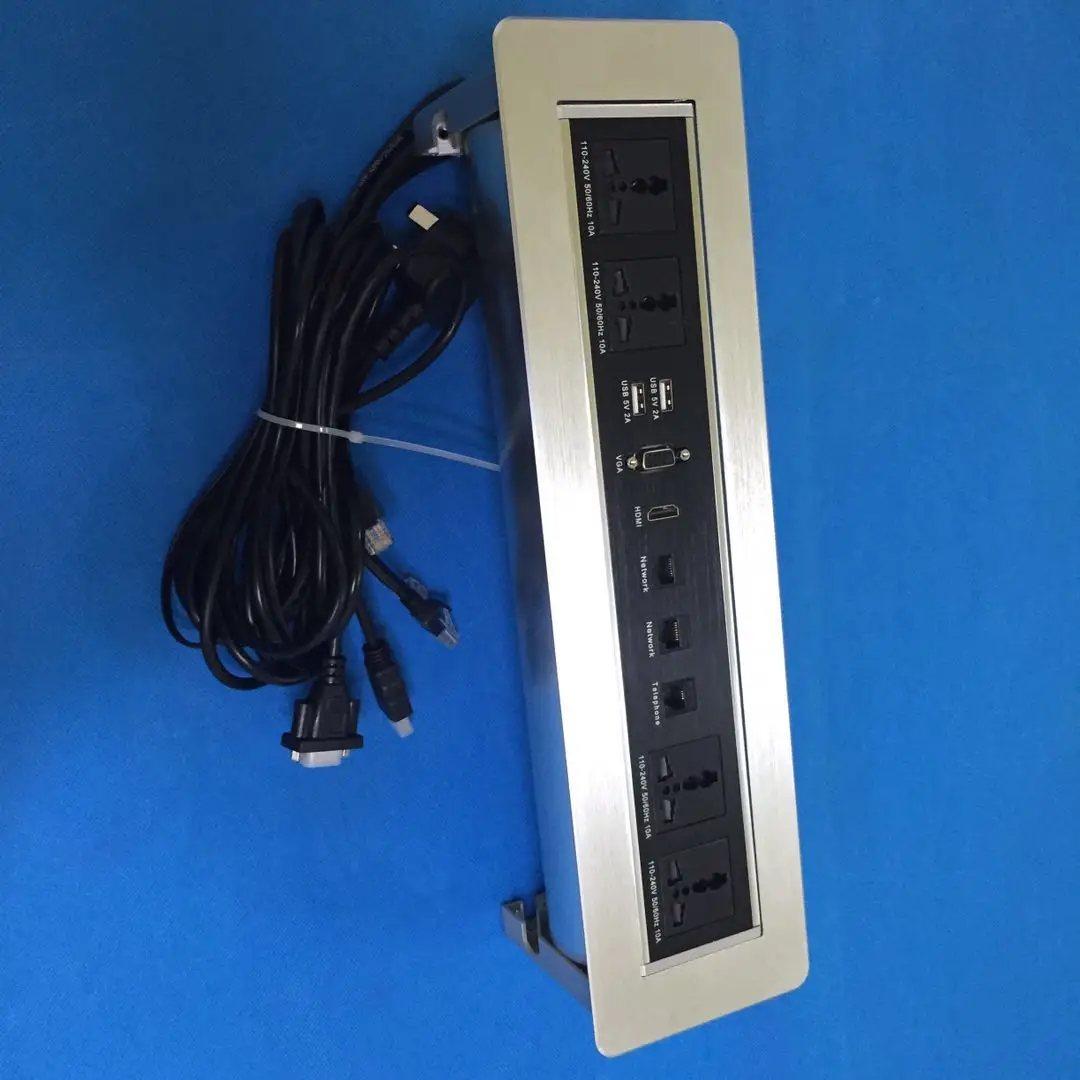 Manual Flip Up Meeting Table Conference Table Socket / Rj45 Conference