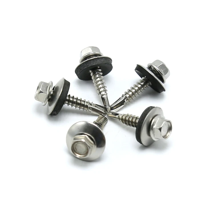 Colored Hex Painted Head Self Tapping Screws With Rubber Washer,Roofing