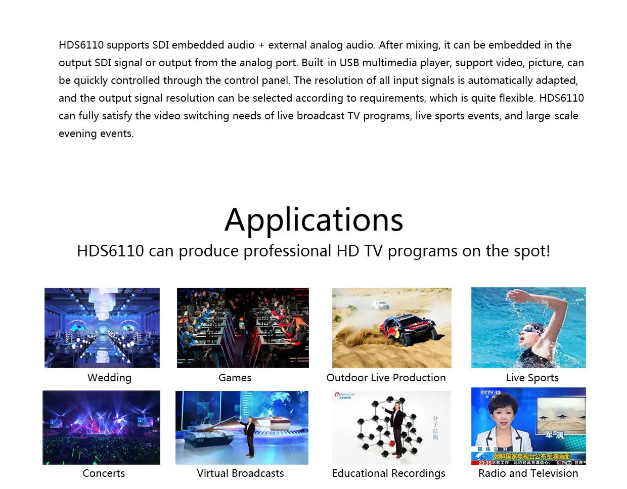 Bộ Chuyển Đổi Video Hiệu Ứng Đặc Biệt HDS6110 10-CH Tất Cả Trong Một HD SDI