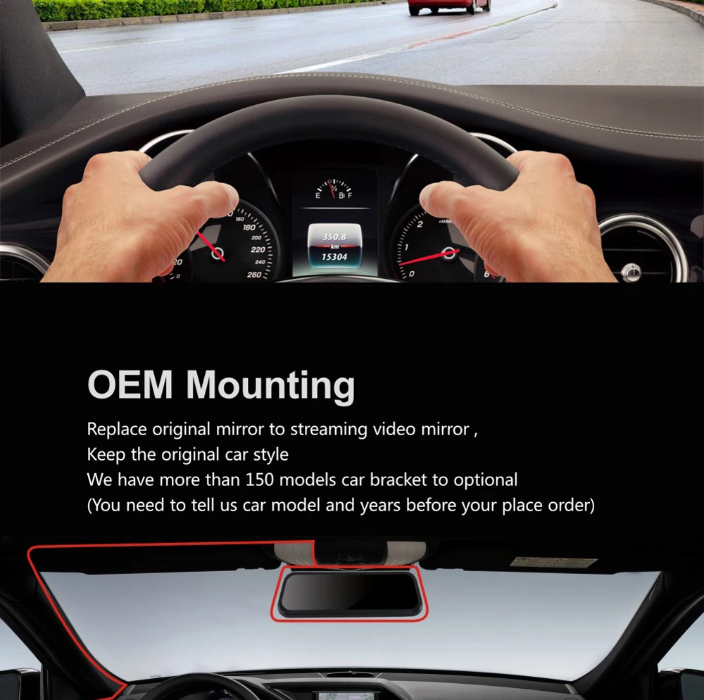 Full Touch Dual 1080p Ips Gesture Control Car Rear View Mirror 