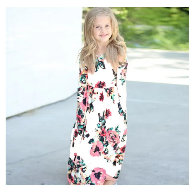 2019 Hot Selling Girls Long Dress Printing Dress Children Dress Multi ...