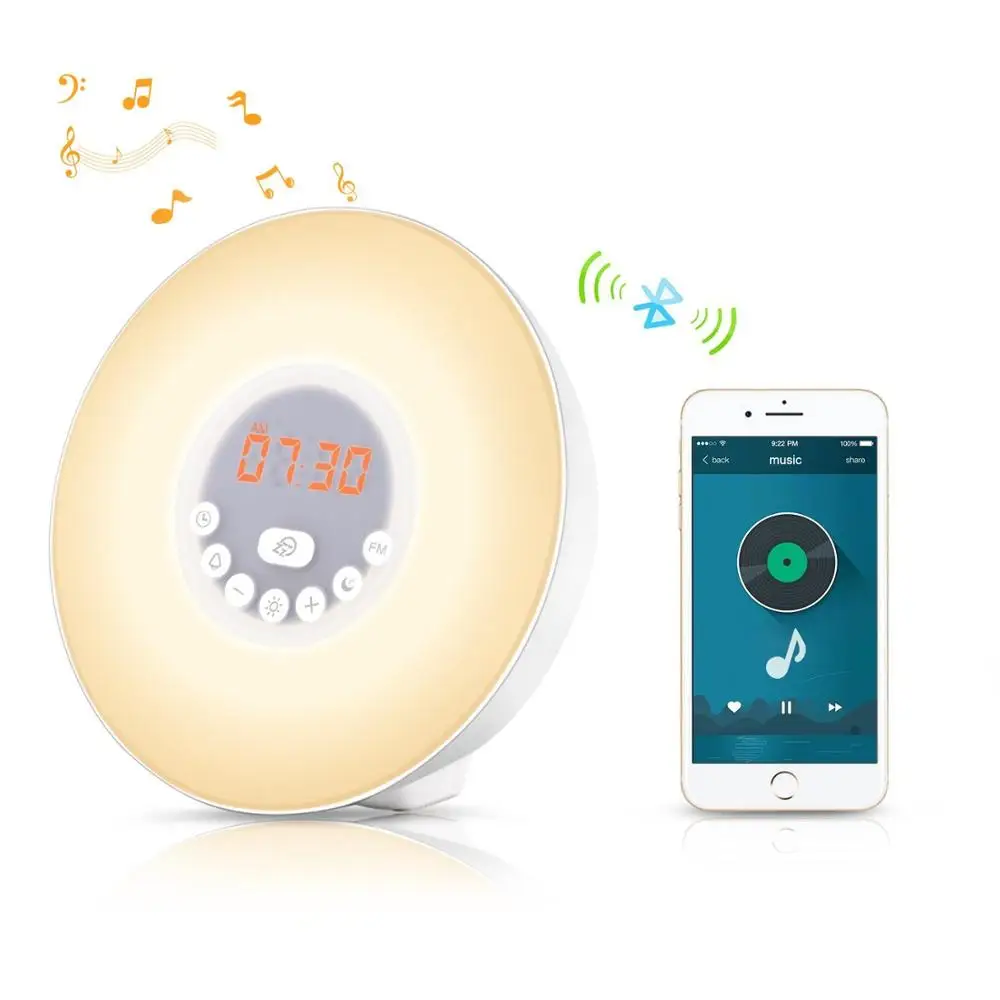 Sunrise Wake Up Light App Play Music Alarm Clock With Fm Radio And Nature Sound Buy Sunrise Wake Up Light Nature Sound Speaker Alarm Clock Speaker Product On Alibaba Com