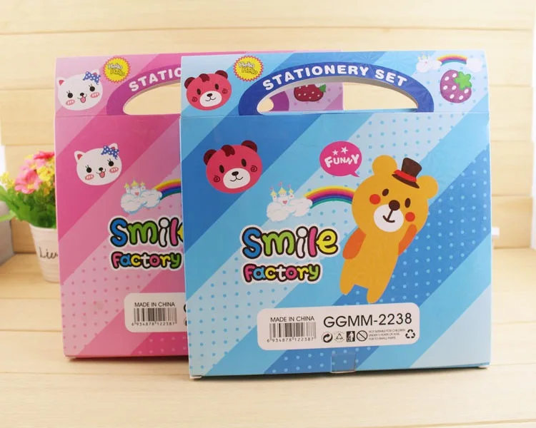 Low price creative kids cute gift stationery set with pencil case for student