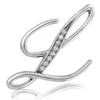 925 Sterling silver letter rhinestone initial brooches