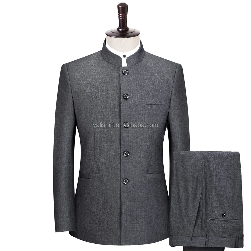 Wholesale Custom Slim Fit Mens Chinese Collar Suit - Buy Men ...