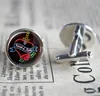 Rock & Roll Neon Sign Silver Plated Cufflinks Cuff vision 2 Round Glass Cuff