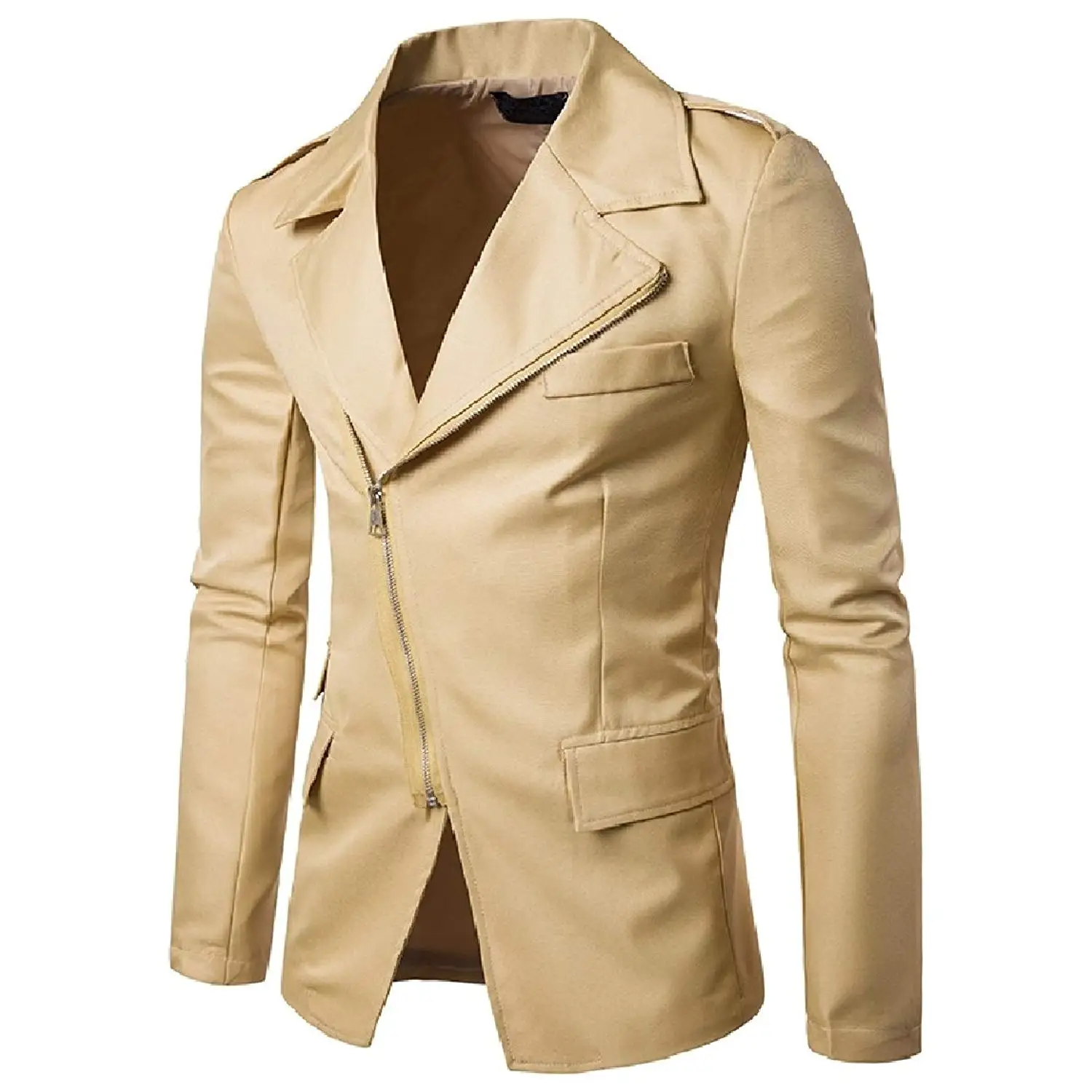Alion Women Slim Fit 1 Button Pure Color Irregular Blazer Jacket