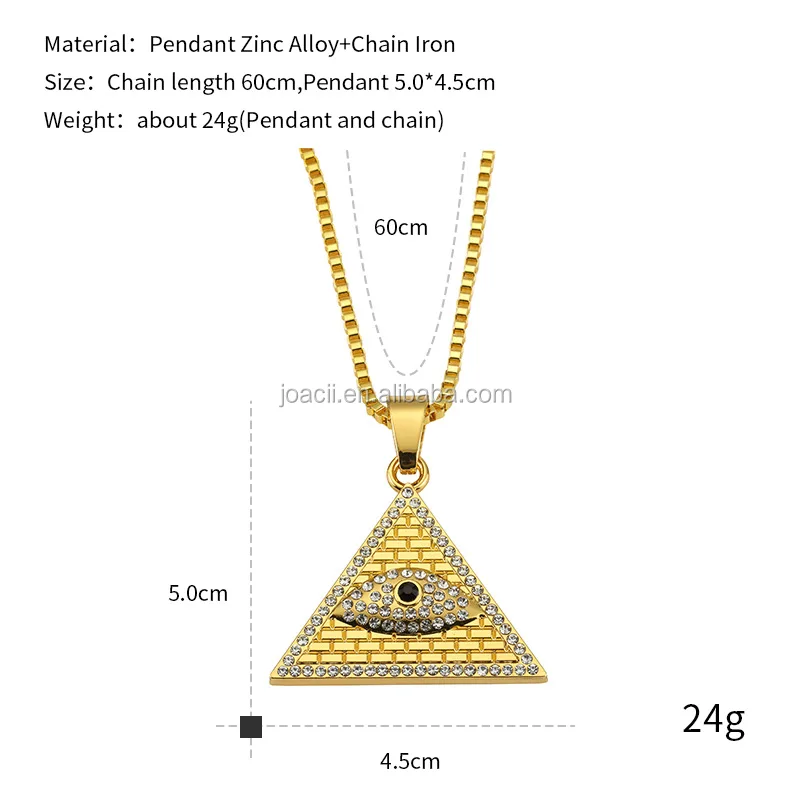 Joacii Horus Pyramid HipHop Alloy All seeing Eye Eye of Providence Pendant Jewelry for Men