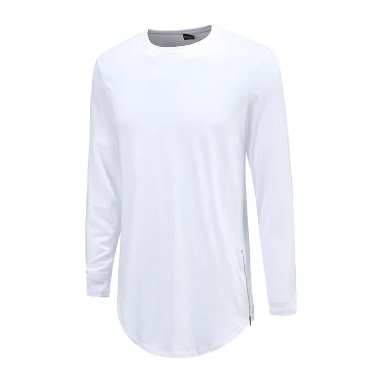 Mens Black Longline Hem T-shirt Top Hip Hop Swag Long Body Tee Tall Elongated