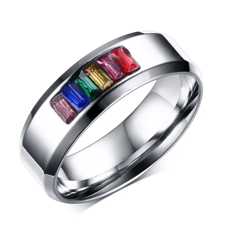 Zhongzhe Pride Jewely Stainless Steel Rainbow Bands Gay Men Women Rings ...