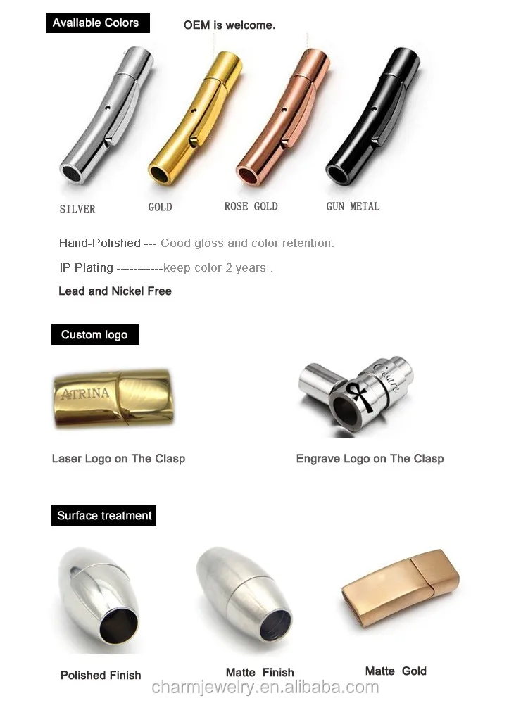 Wholesale Stainless Steel Clasp For Rope Bracelets Matte Finish Buckle