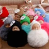 Fashion New Design Doll key Chain for Bag Wallet Key Rex Rabbit Hair Ball Key Chain Cute Sleeping Silicone Baby Pendant Keychain