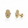 New design 925 silver diamond Turkey fatima hand stud earrings jewelry
