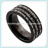 2015 high quality black plated 316l stainless steel rings with diamond
