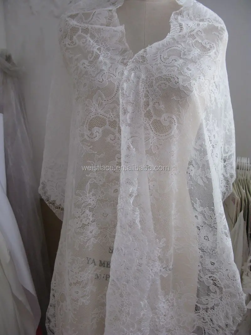 Hot New Lace Design Embroidered Tulle Elastic Lace Fabric Soft