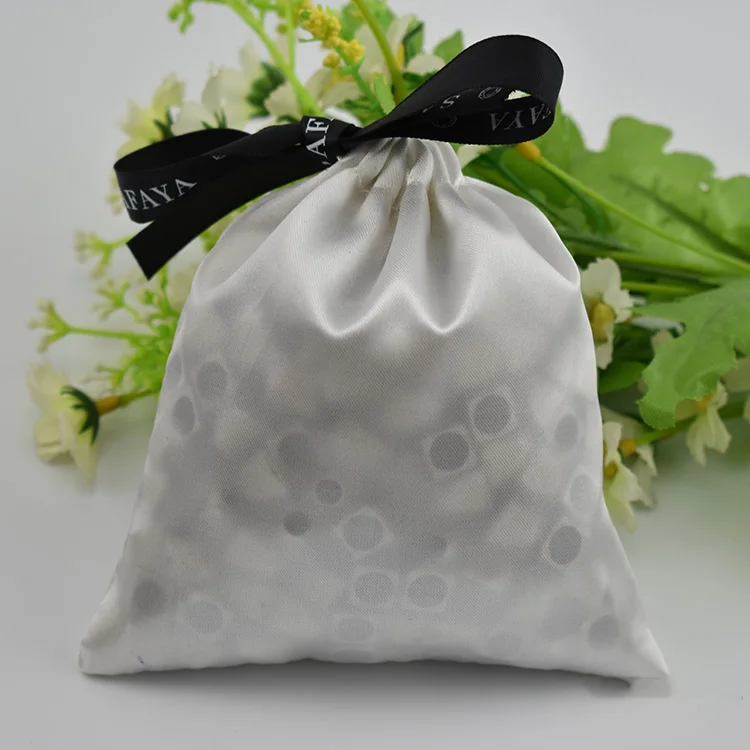 Export Products Multipurpose White Drawstring Satin Jewelry Dust Bag