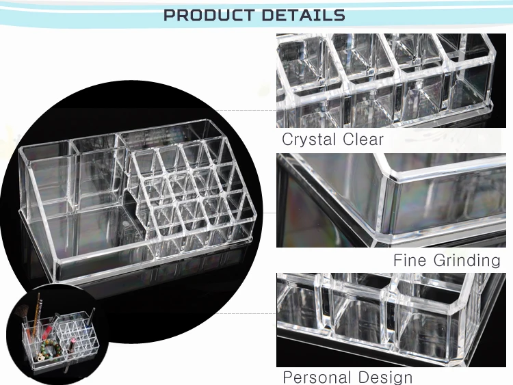 Large capacity lipstick holder make up drawers box acrylic cosmetic organizer